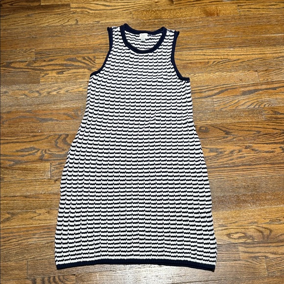 Dresses & Skirts - Sleeveless Navy and White Striped Knit Sheath Dress